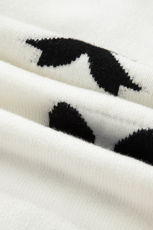 Ribbon Tie Front Bow Jacquard Knit Cardigan